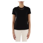 Elisabetta Franchi Bomull T-shirt med Avtagbar Dekorativ Kedja Black, ...