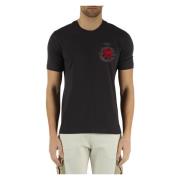 Aeronautica Militare Bomull T-shirt med Front Logo Brodyr Black, Herr