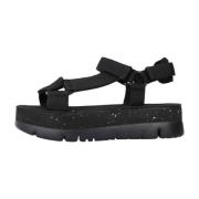 Camper Flat Sandals Black, Dam