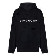 Givenchy Svart Oversized Tröja med Huva Black, Herr