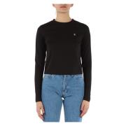 Calvin Klein Jeans Långärmad T-shirt med Logo Patch Black, Dam