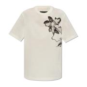 Y-3 T-shirt med blommigt motiv Beige, Dam