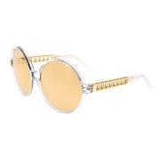 Linda Farrow Clear Yellow Gold Sunglasses with Gold Mirror Gray, Dam