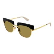 Gucci Gg1132S Sunglasses in Black Gold/Brown Havana Green Yellow, Herr