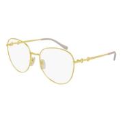 Gucci Gold Lilac Eyewear Frames Yellow, Unisex