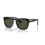 Persol Black/Green Sunglasses Black, Unisex