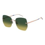 Tommy Hilfiger Rose Gold/Green Shaded Sunglasses Green, Dam