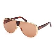 Tom Ford Vincenzo Sunglasses Shiny Gold/Brown Yellow, Herr