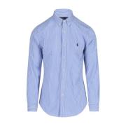 Ralph Lauren Blårandig Polo Skjorta för Män Blue, Herr