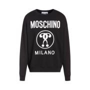 Moschino Ekologisk Bomull Unik Print Sweatshirt Black, Herr