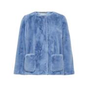 Marella Fur-effect Jacket Blue, Dam