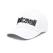 Just Cavalli Vit Bomullstwill Logobroderad Hatt White, Herr