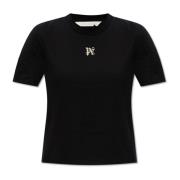 Palm Angels T-shirt med logotyp Black, Dam