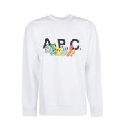 A.p.c. Pokémon logotryck bomullssweatshirt White, Herr