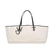 JW Anderson Ankare Stretch Tote Väska i bomull Beige, Dam