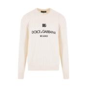 Dolce & Gabbana Ivory Ull Logo Tröja Beige, Herr