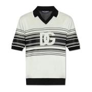 Dolce & Gabbana Sidens polo skjorta med logotyp Beige, Herr