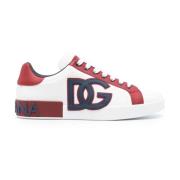 Dolce & Gabbana Vita läder lågtoppsneakers med röd häl Multicolor, Her...