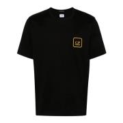 C.p. Company Svart Rund Hals Tryckt T-shirt Black, Herr