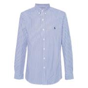 Ralph Lauren Randig Button-Down Polo Skjorta Blå/Vit Blue, Herr