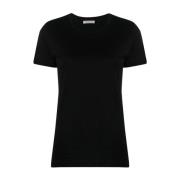 Moncler SS T-shirt Svart Bomull Avslappnad Stil Black, Dam