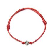 Nialaya Red String Bracelet with Silver Red, Herr