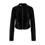 Guess Leather Jackets Black, Dam