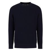 Armani Exchange Blå U Giro Operato Sweaters Blue, Herr