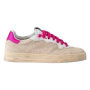 P448 Sand Suede Sneakers med Fuchsia Accents Multicolor, Dam