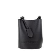 Burberry Liten Svart Läder Bucket Crossbody Väska Black, Dam