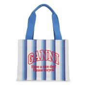 Ganni Large Easy Shopper Stripes Blue, Dam