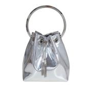 Jimmy Choo Metallisk Läder Bucket Bag Ryggsäck Gray, Dam