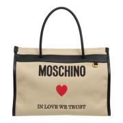 Moschino In Love We Trust Tote bag Beige, Dam