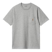 Carhartt Wip Heather Grey Pocket T-Shirt Regular Fit Gray, Herr
