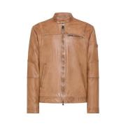Peuterey Leather Jackets Brown, Herr