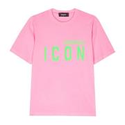 Dsquared2 Icon Print Rosa T-shirt Pink, Dam