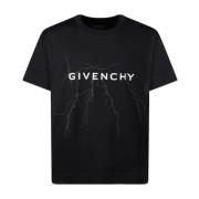 Givenchy Svart Reflekterande Blixtmönster T-shirt Black, Herr