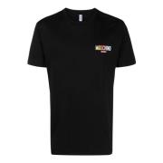 Moschino Regnbåge Logo Svart T-shirt Black, Dam