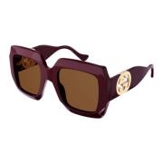 Gucci Burgundy/Brown Solglasögon Purple, Dam