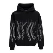Octopus Svart Outline Hoodie Streetwear Black, Herr