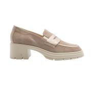 DL Sport Beige Mocka Penny Loafer med 5cm Klack Beige, Dam