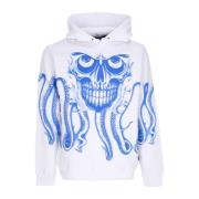 Octopus Skull Hoodie Vit Streetwear White, Herr