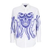 Octopus Skull Långärmad Streetwear Skjorta White, Herr