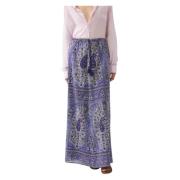 Antik Batik Print maxi kjol Tajar Blue, Dam