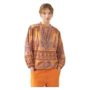 Antik Batik Print blus Tajar Orange, Dam