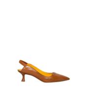 Mara Bini Läder Slingback Sandal - Karamell Brown, Dam