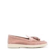 Santoni Rosa Mockasin i Mocka med Tofsar Pink, Dam