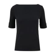 Ralph Lauren Bomull Jersey T-shirt med båtringning Black, Dam