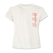 MM6 Maison Margiela Bomull T-shirt med logotyp White, Dam