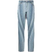 Mugler Blå Spiral Straight-Leg Jeans Blue, Dam